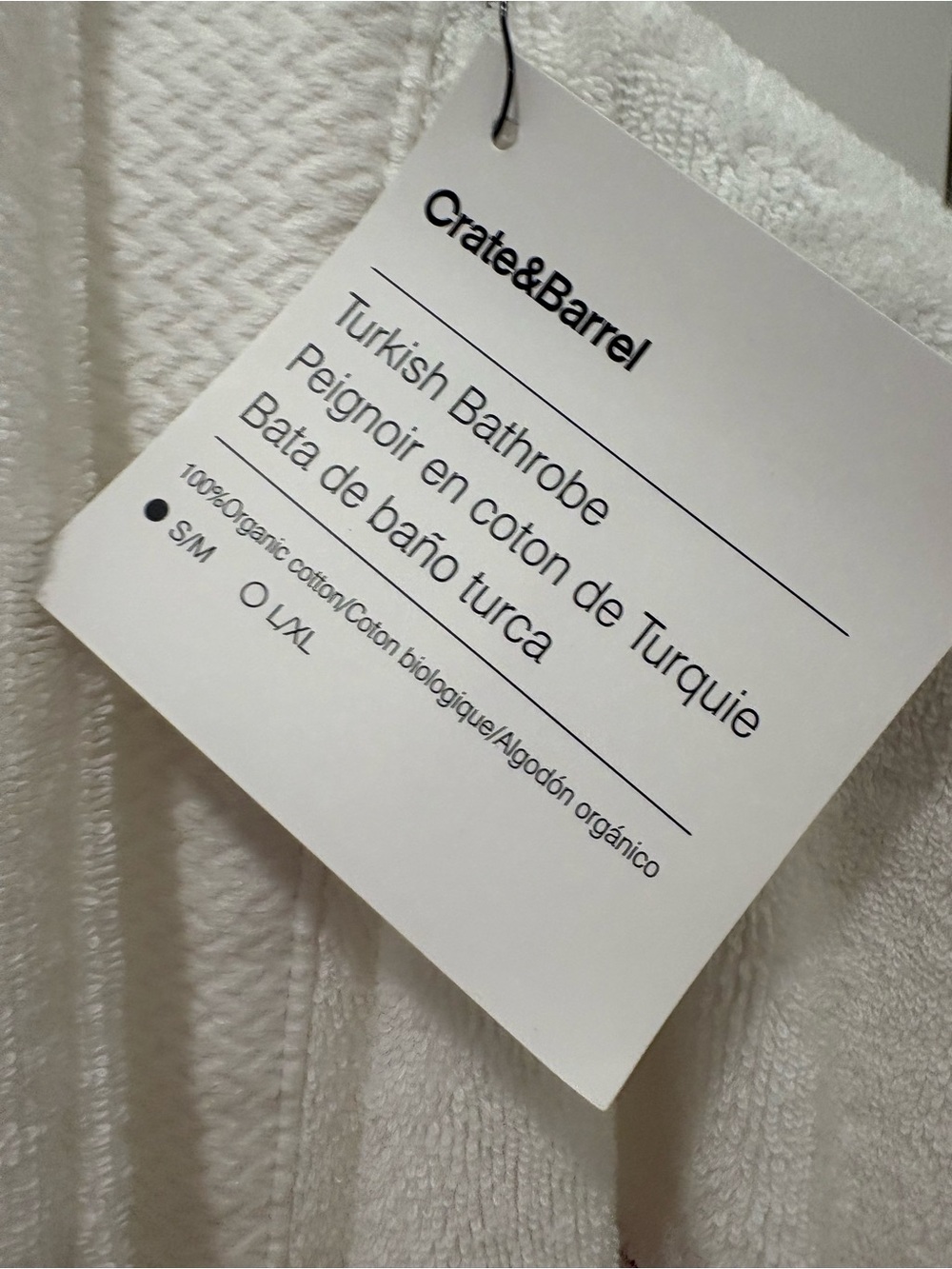 Crate&Barrel White Terry Robe with Pink Embroidered Monogram AG - Picture 5 of 5